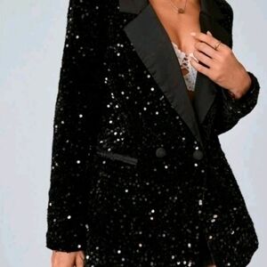 Dazzling Black Sequin Women's Blazer